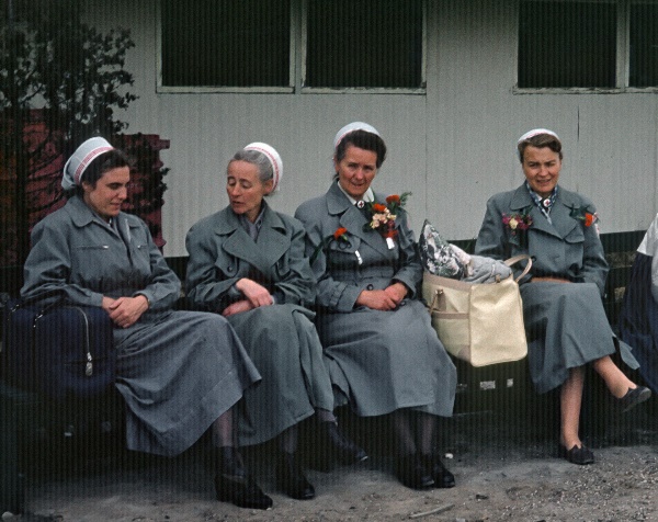 1958. Asien. Fernost. Korea. Pusan. Busan. Baracken auf der K-9 Air Base. 1958. Korea. Deutsches Rotes Kreuz in Pusan. Schwestern