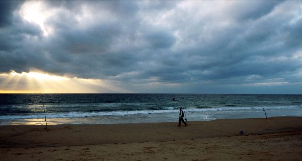 2000. Spanien. Andalusien. Zahara de los Atunes Sonnenuntergang - Atlantikküste