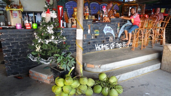 Weihnachtsdeko über Kokosnüssen
