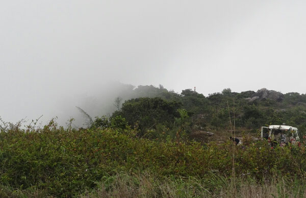 Nebel in den Bergen. Die Hitze der Küste ist hier nicht zu spüren. 